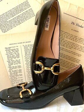 Bibi Lou Valencia Heel Loafer Black Patent EUR 42